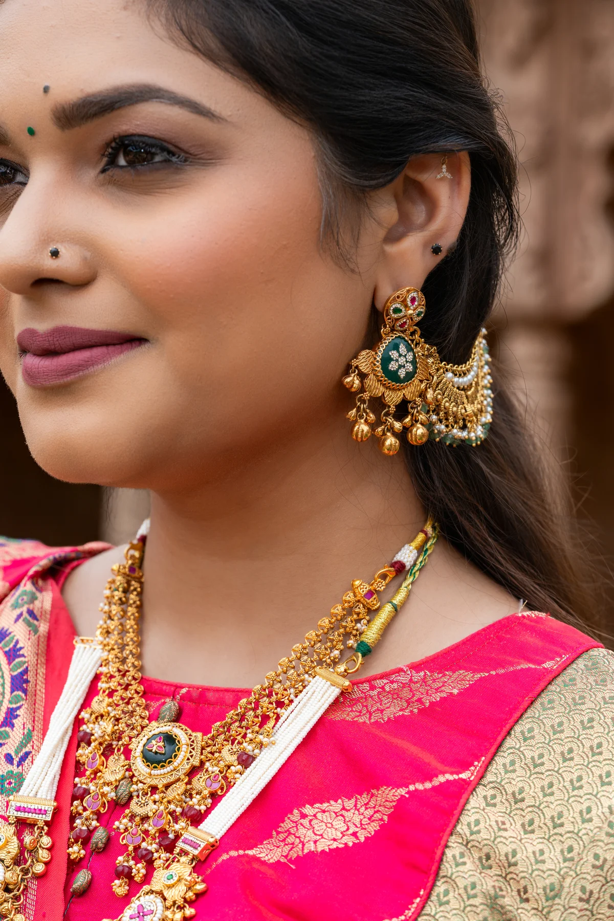 Bell-Shaped Antique Temple Jhumkas