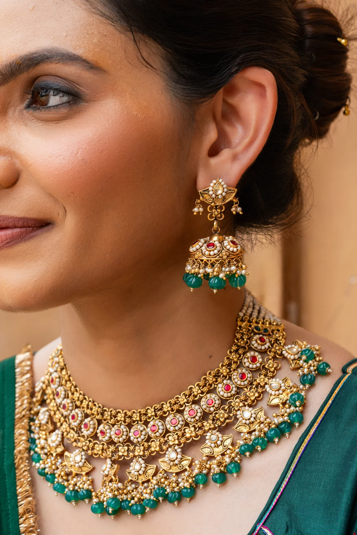 Emerald & Polki Heritage Jhumkas